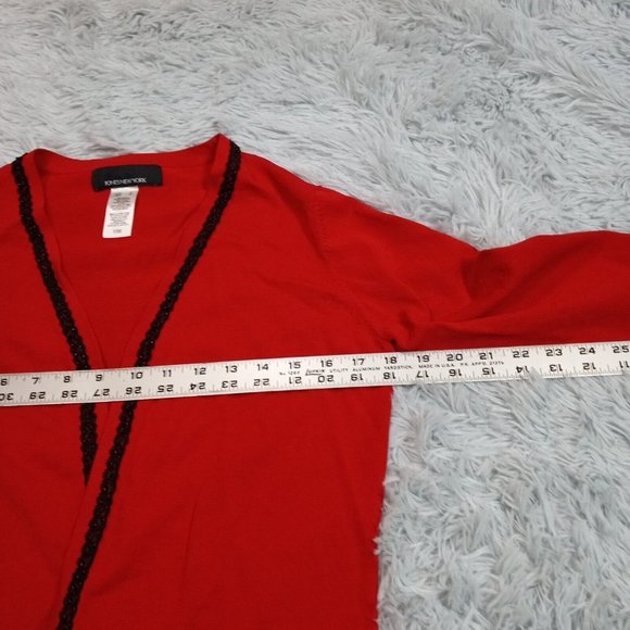 Jones New York Womens Sweater Cardigan Red S Open Front Stretch‎ Lace Small - Picture 6 of 8